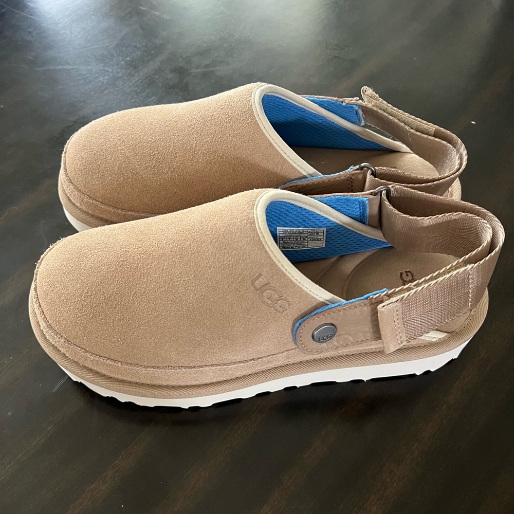 *NEW* UGG Goldencoast Clog Suede Slingback Sandals | Size 8 Driftwood - Picture 4 of 7